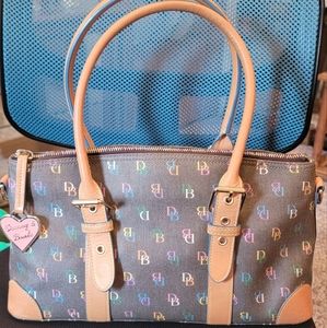 Dooney&Bourke Multicolor Logo on Lt. Gray- GUC!